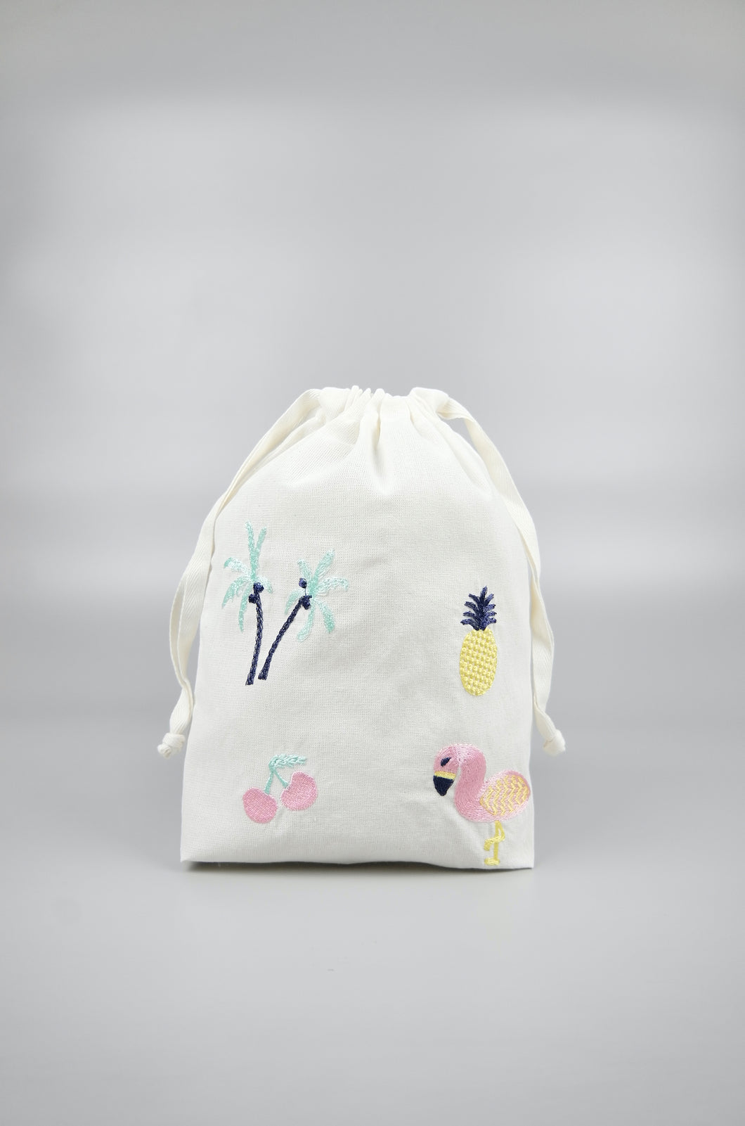 Hello Summer! on Light Canvas Medium Drawstring Pouch