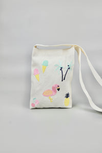 Hello Summer! on Natural Canvas Mini Sling Bag