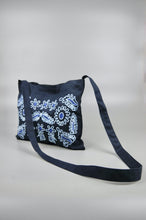 Under the Sea in Blue on Navy Canvas Small Sling Bag