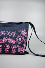 Under the Sea in Pink on Navy Canvas Small Sling Bag