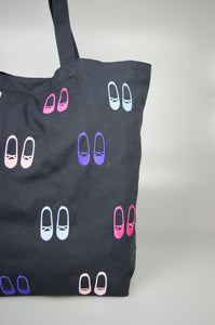 Ballet Flats on Navy Canvas Shopping Tote