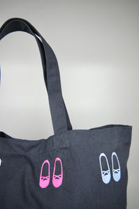 Ballet Flats on Navy Canvas Shopping Tote