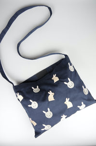 Bunnies on Navy Canvas Small Sling Bag