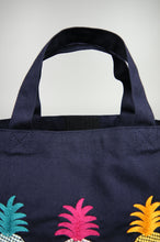 Summer Pineapples on Navy Canvas Small Handbag