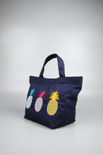 Summer Pineapples on Navy Canvas Small Handbag