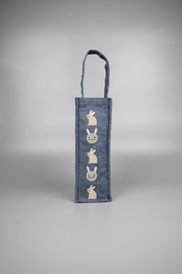 Bunnies on Denim Water Bottle Bag