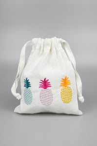 Summer Pineapples on Light Canvas Mini Drawstring Pouch