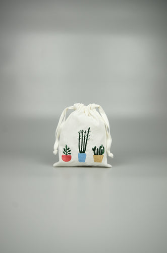 Plants Are Our Friends on Light Canvas Mini Drawstring Pouch