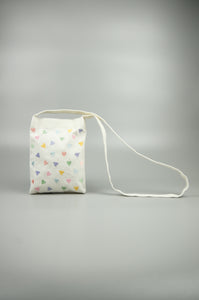 Pastel Hearts on Natural Canvas Mini Sling Bag