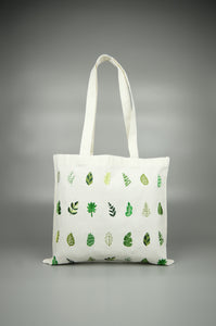 Leaves on Natural Canvas Small Tote