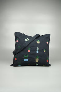 Plants Are Our Friends on Small Navy Canvas Tote