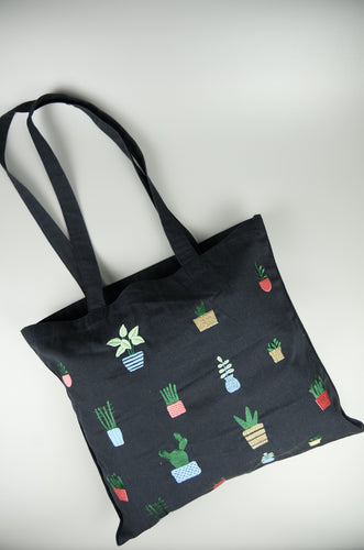 Plants Are Our Friends on Small Navy Canvas Tote