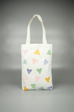 Pastel Hearts on Natural Canvas Medium Tote