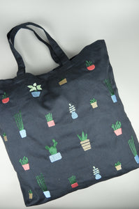 Plants Are Our Friends on Navy Canvas Shopping Tote