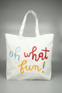 Oh What Fun! on Natural Canvas Shopping Tote