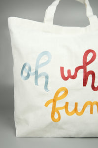 Oh What Fun! on Natural Canvas Shopping Tote