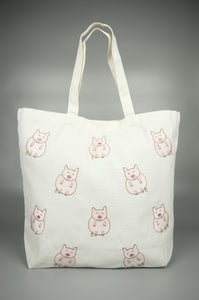 Joy to the Pig on Natural Canvas Shopping Tote