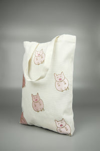 Joy to the Pig on Natural Canvas Medium Tote
