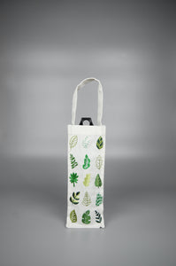 Leaves on Natural Canvas Water Bottle Bag