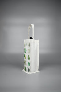 Leaves on Natural Canvas Water Bottle Bag