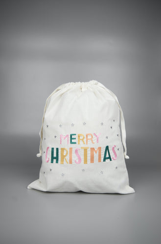 Merry Christmas on Light Canvas Mini Sac