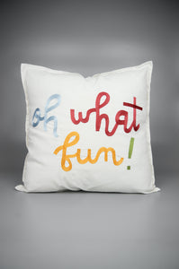 Oh What Fun! on Light Canvas Cushion Cover