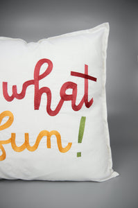 Oh What Fun! on Light Canvas Cushion Cover