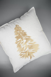 Gold Tree on Light Canvas Cushion Cover
