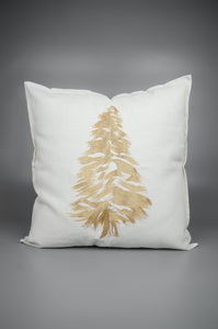 Gold Tree on Light Canvas Cushion Cover