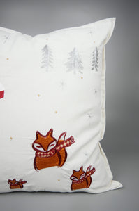 Fox in Winter on Light Canvas Cushion Cover