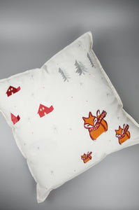 Fox in Winter on Light Canvas Cushion Cover