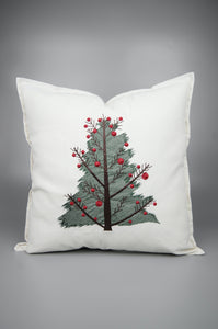 Christmas Tree on Light Canvas Cushion Cover