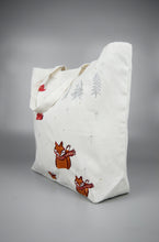 Fox in Winter on Natural Canvas Shopping Tote