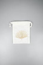 Gold Palm Leaf on Light Canvas Mini Drawstring Pouch