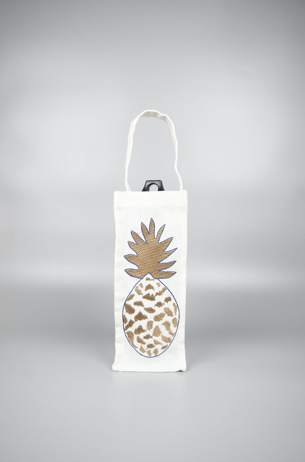 Fancy Pineapple on Natural Canvas Water Bottle Bag