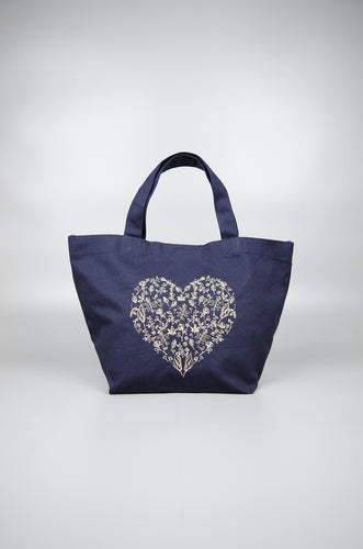 Forest of Heart in Gold on Navy Canvas Small Handbag