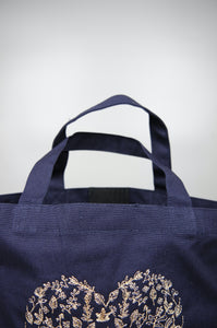 Forest of Hearts in Gold on Navy Canvas Small Handbag