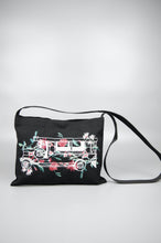 Floral Jeepney on  Black Canvas Small Sling Bag