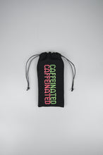 Caffeinated on Black Canvas Mobile Phone Drawstring Pouch