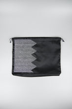 Selena in Silver on Black Twill Drawstring Pouch Handbag