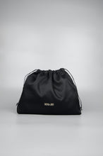 Selena in Gold on Black Twill Drawstring Pouch Handbag