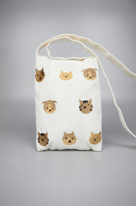 Cats and Dogs on Natural Canvas Mini Sling Bag