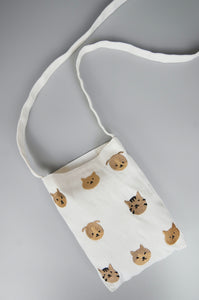 Cats and Dogs on Natural Canvas Mini Sling Bag