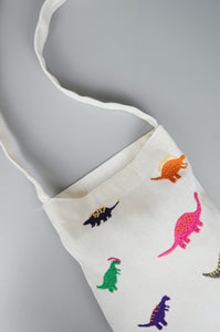 Dinosaurs on Natural Canvas Mini Sling Bag