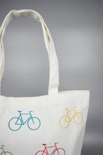 Bicycles on Natural Canvas Shoulder Tote