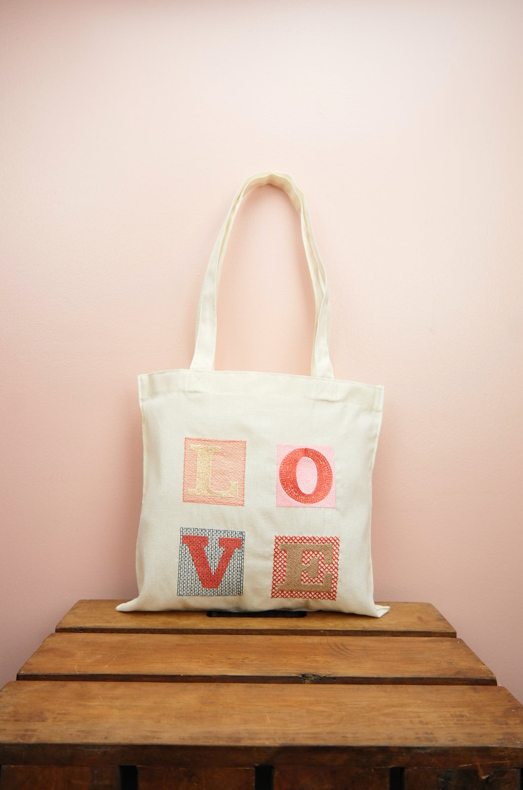 LOVE on Light Canvas Mini Tote