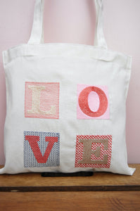 LOVE on Light Canvas Mini Tote