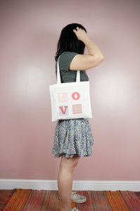 LOVE on Light Canvas Mini Tote