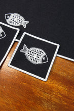 Fishy on Dark Denim Coaster