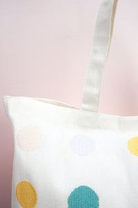 Dots on Natural Canvas Shopping Tote